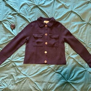 Sezane Betty Cardigan Navy Crochet - Size XS